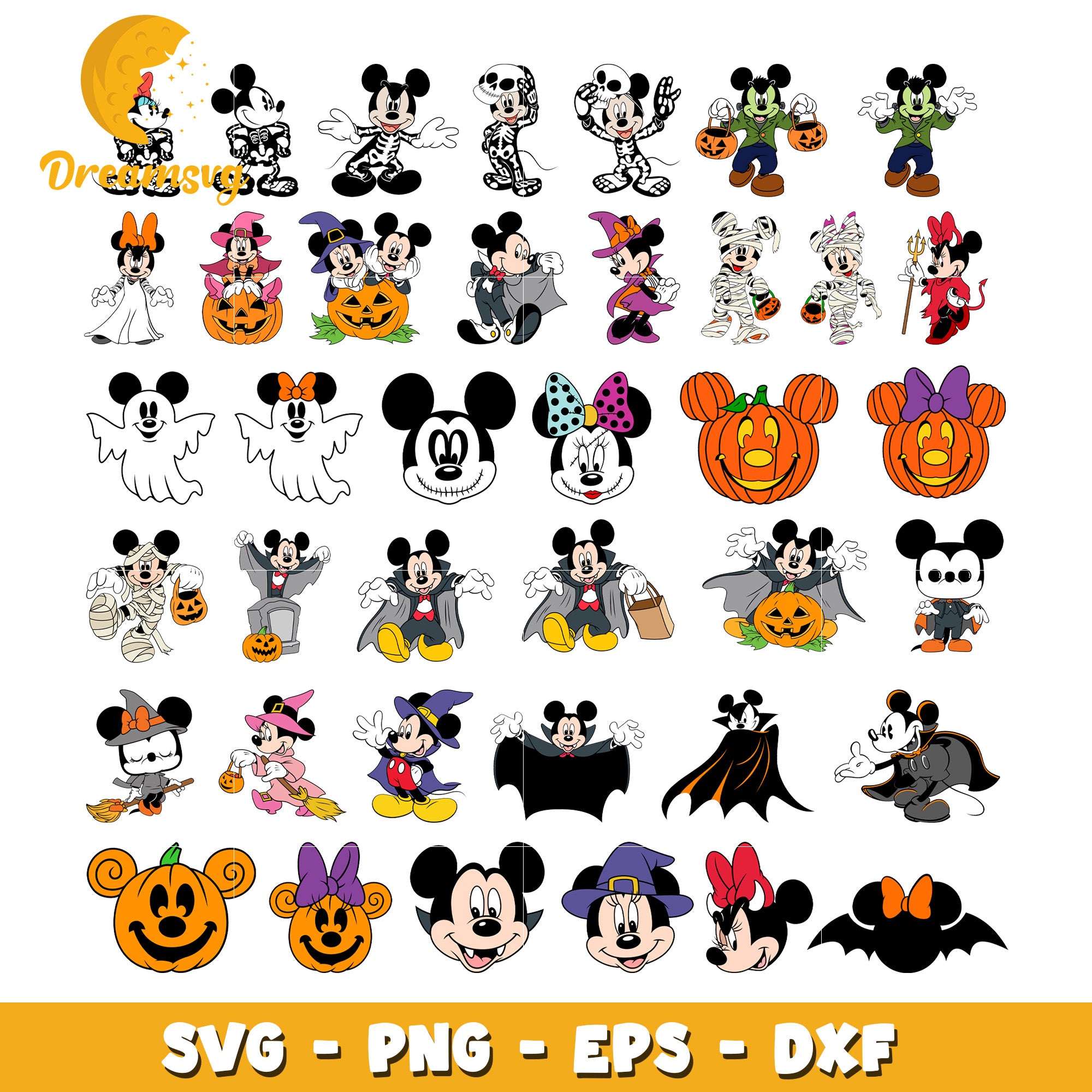 Mickey mouse halloween design bundle svg, mickey mouse halloween​ svg