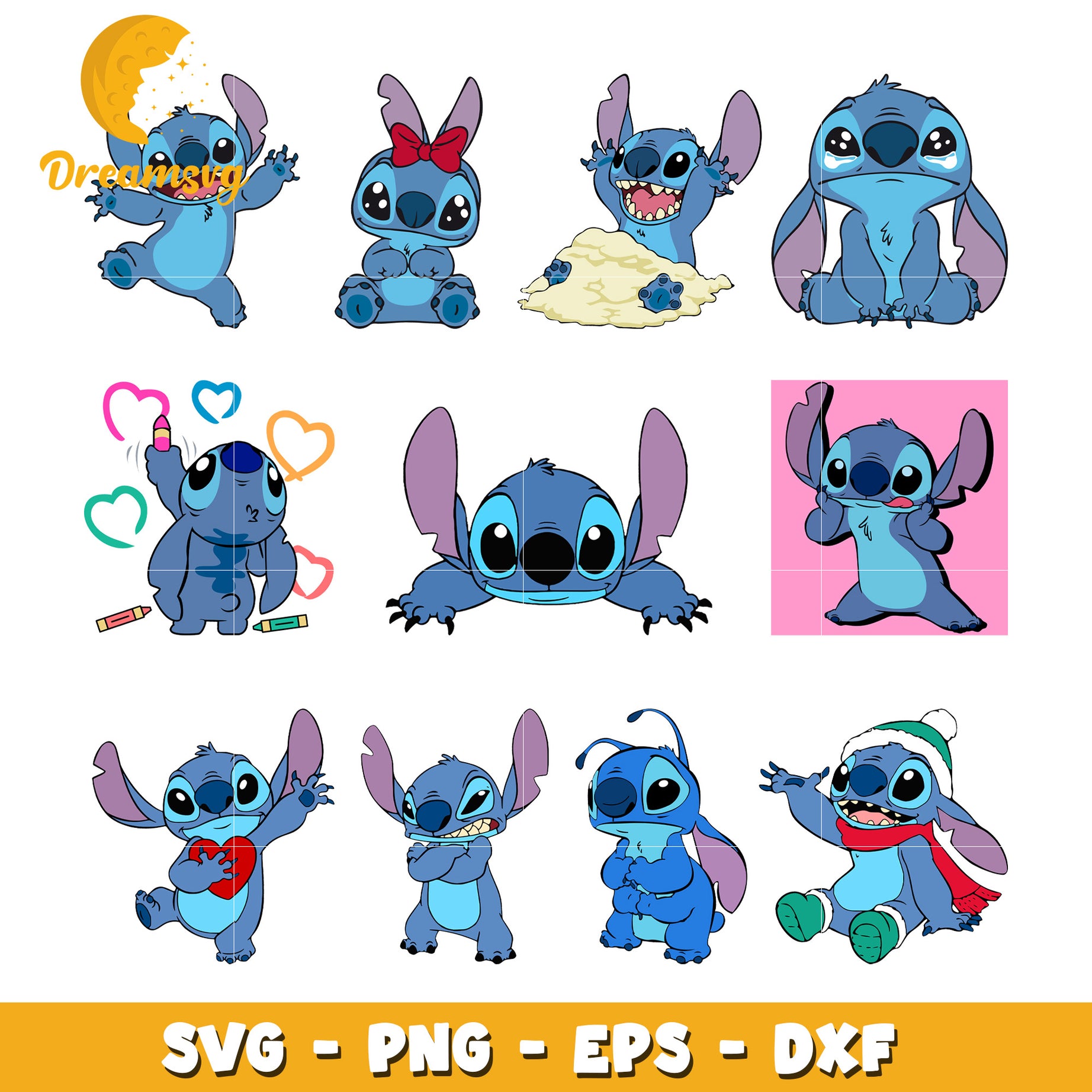 Cute stitch design bundle svg, disney lilo and stitch​ svg