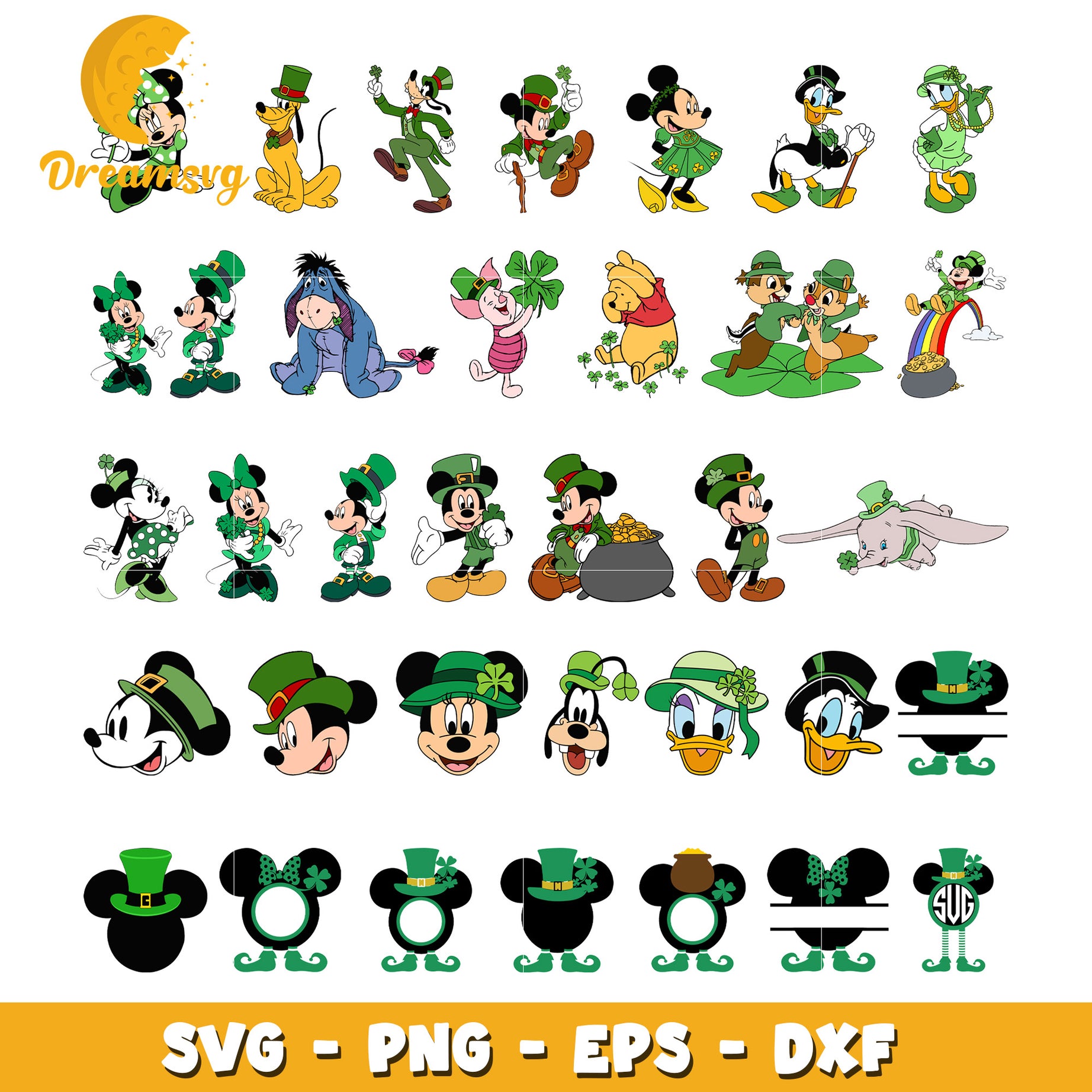 Mickey and friends patrick's day bundle svg, disney st patricks day​ svg