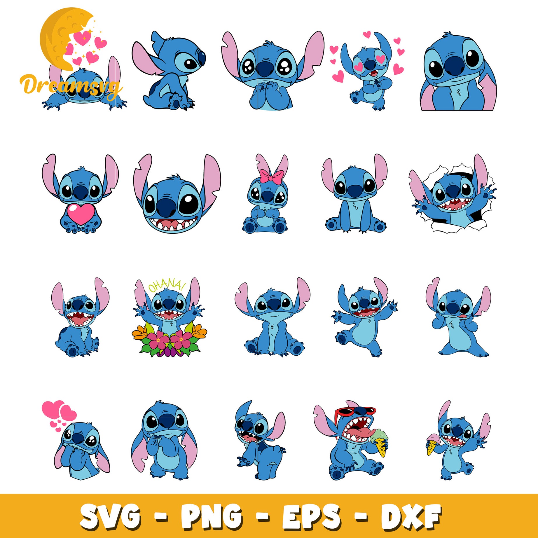 Cartoon disney stitch design bundle svg, stitch character​ svg