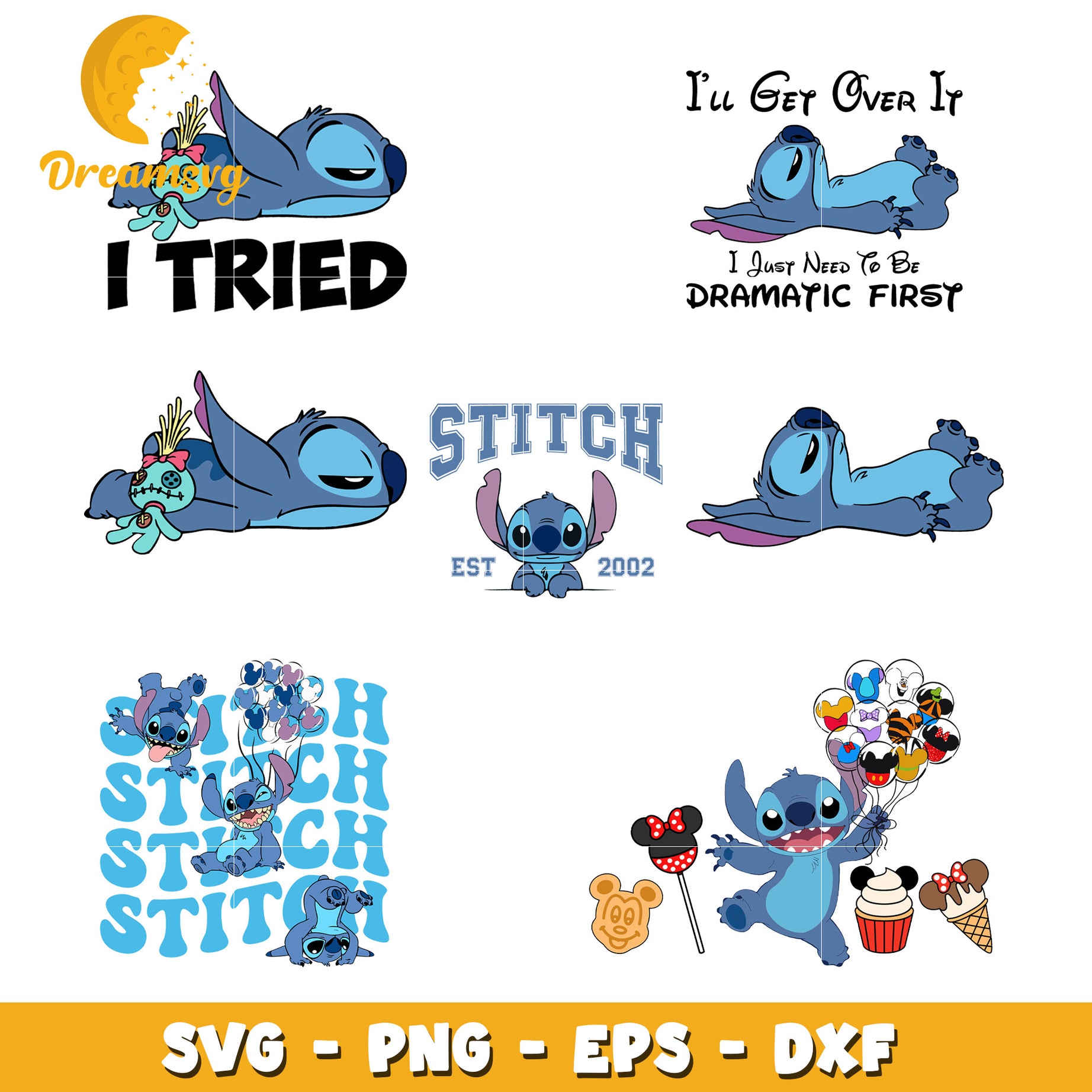 Stitch est 2002 design bundle svg, stitch the cartoon​ svg