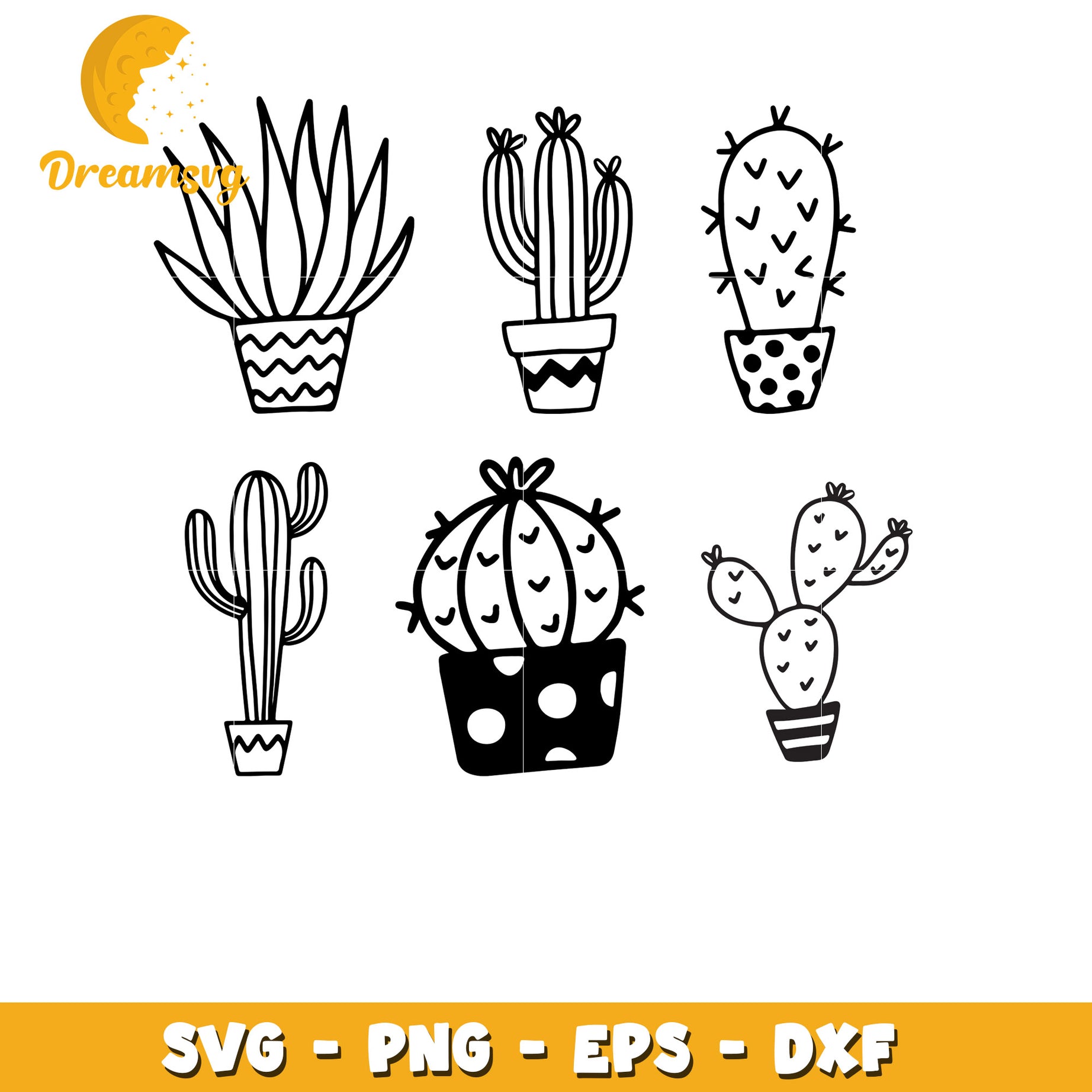 Cute Succulent And Cactus Hand Drawn bundle svg, Cactus svg