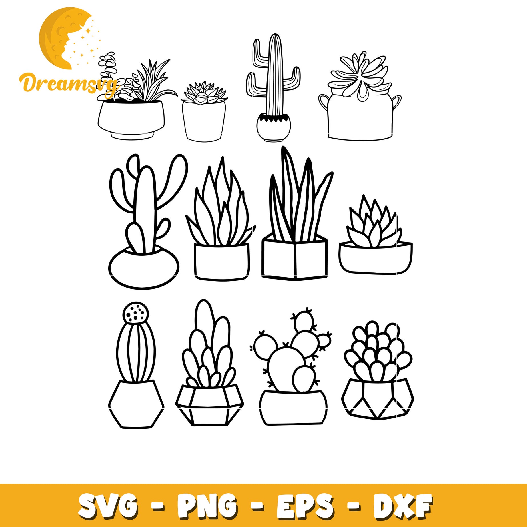 Plants and Succulents bundle svg, Cactus pots svg