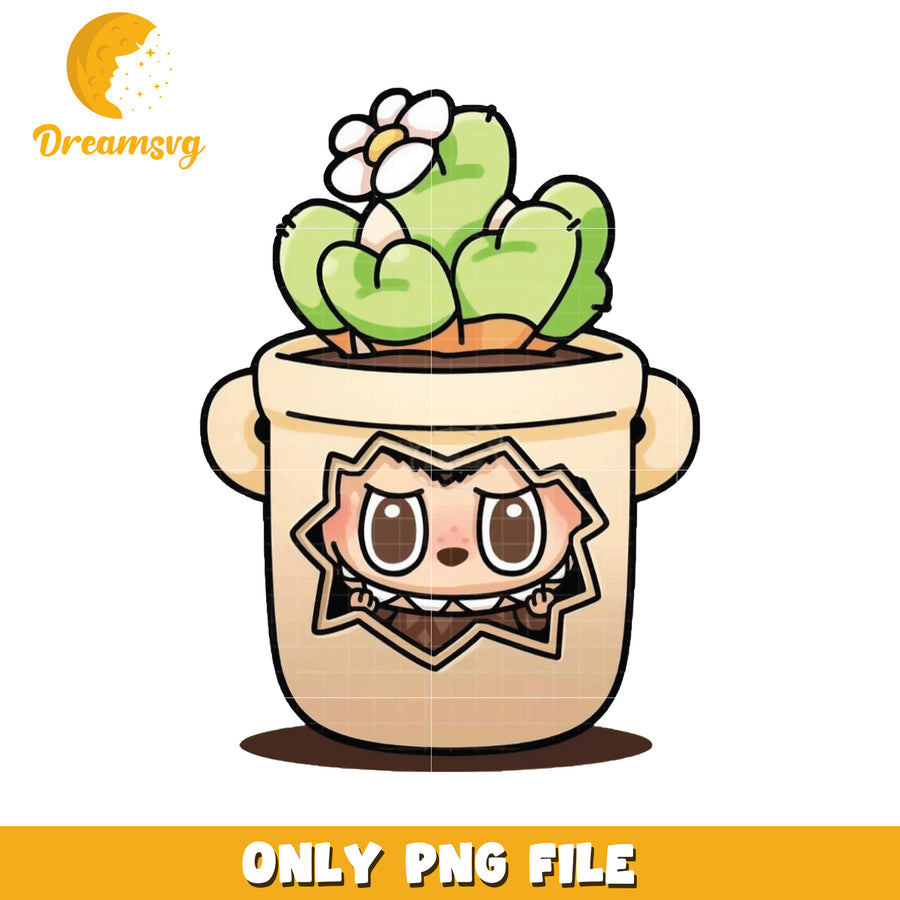 Cactus labubu png, popmart labubu​ png, cartoon characters png