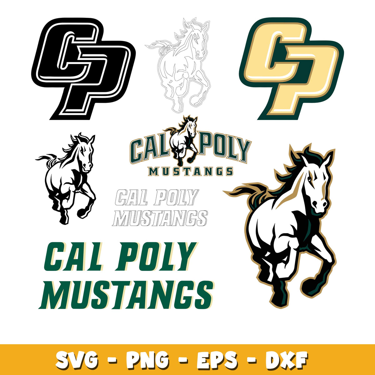 Cal Poly Lettering Bundle Logo Cal Poly Mustangs svg, Cal Poly Mustangs logo svg, ncaa sv ...