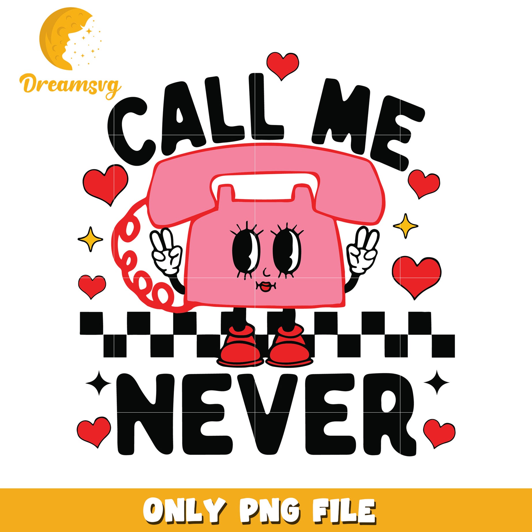 Call Me Never Phone PNG Design