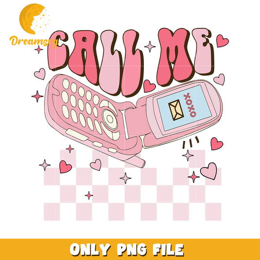 Call Me Pink Phone PNG Design