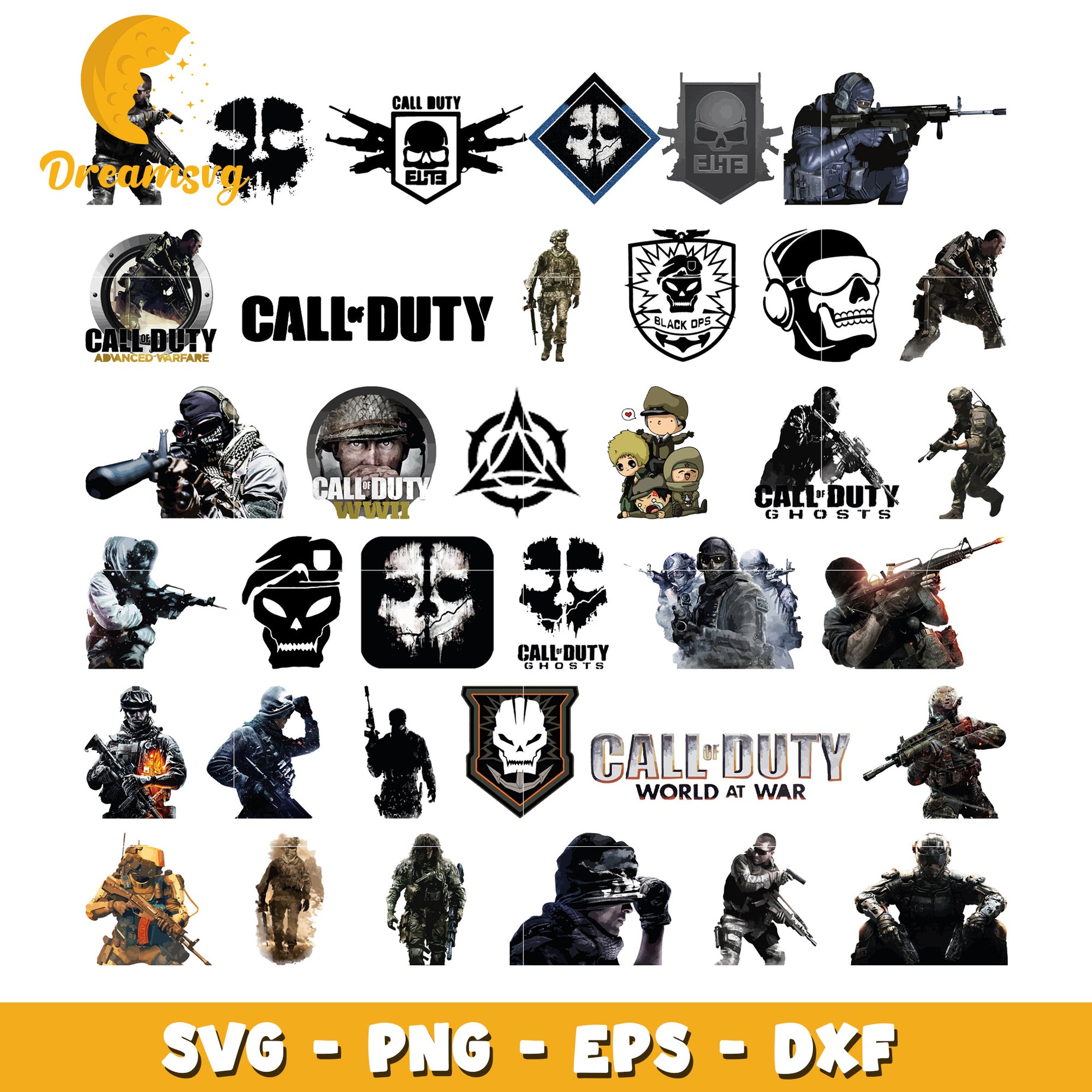 Call of duty design bundle svg, call of duty characters​ svg