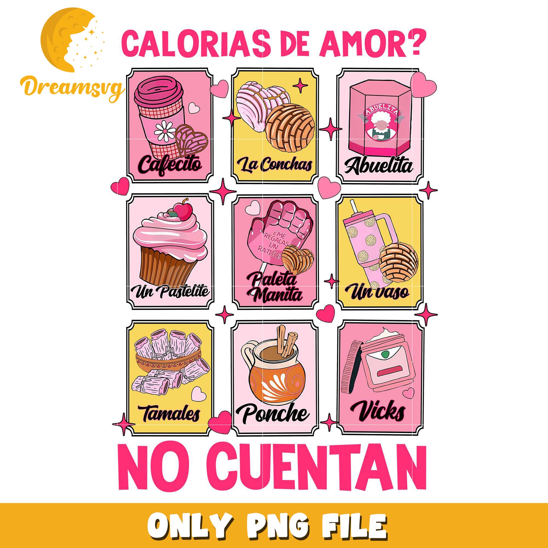Calories de amor no cuentan valentine png, valentine food png