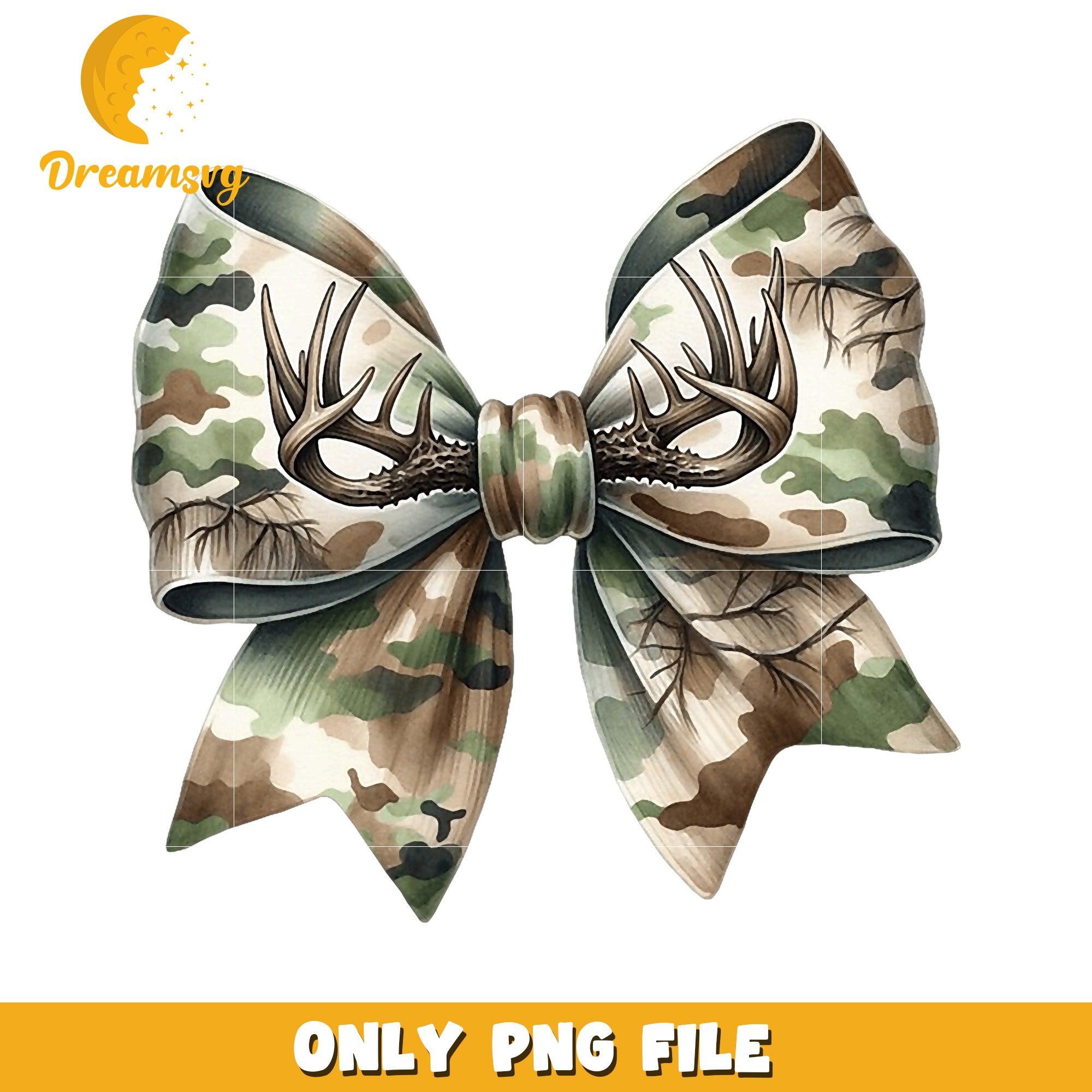 Camo Antler Bow PNG Digital Download for Crafts and Decor