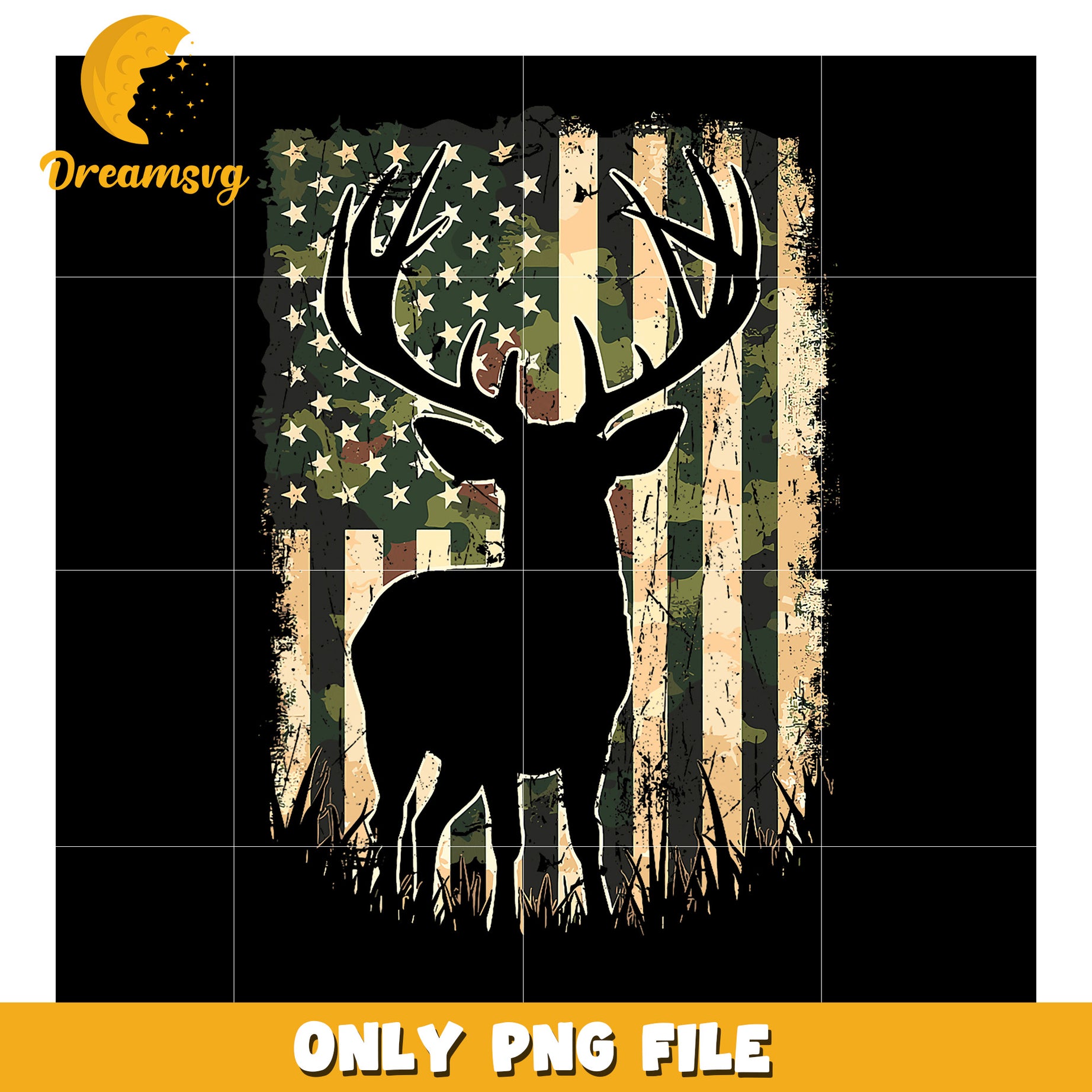 Camouflage Deer American Flag PNG