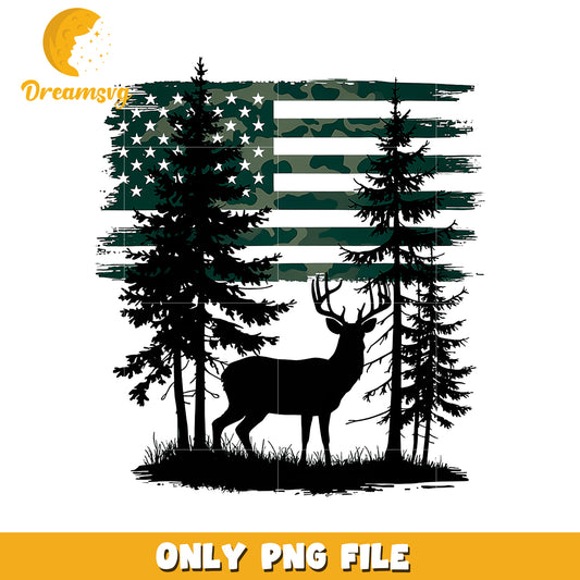 Camouflage Deer PNG Forest & Flag Design