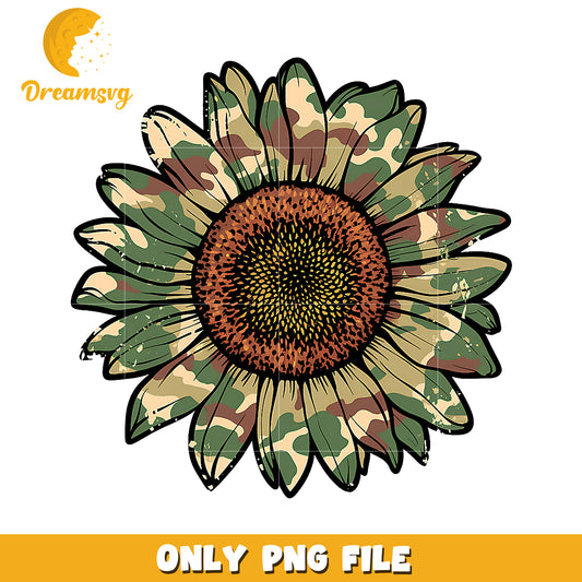 Camouflage Sunflower PNG Design