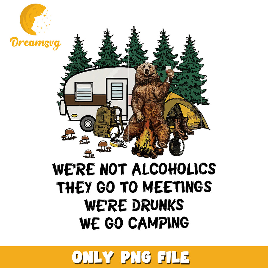 Camping Bear PNG Funny Drunk Saying