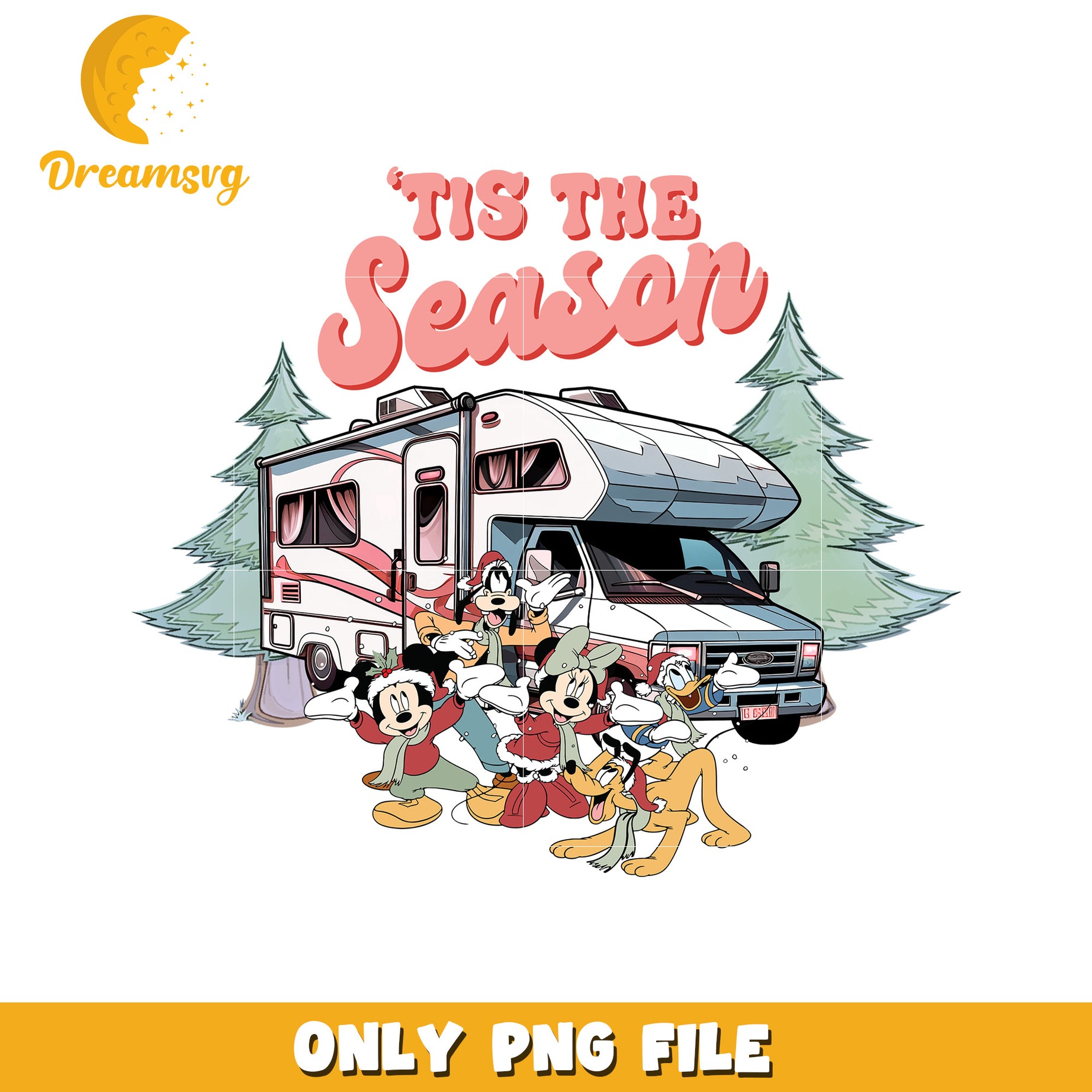 Camping christmas retro png, disney cozy png, holiday glow png