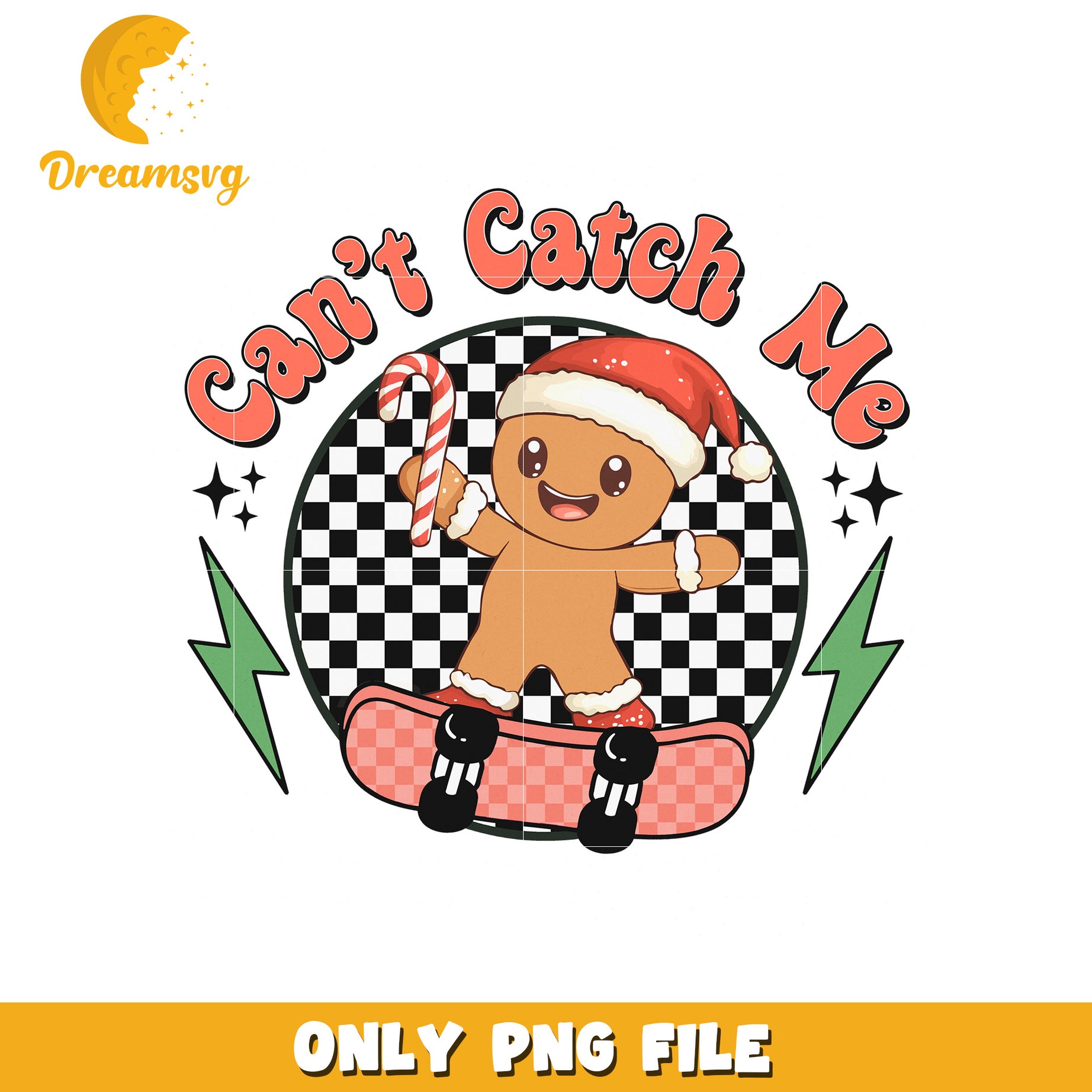 Can't catch me png, christmas design​​​ png, knitted art png