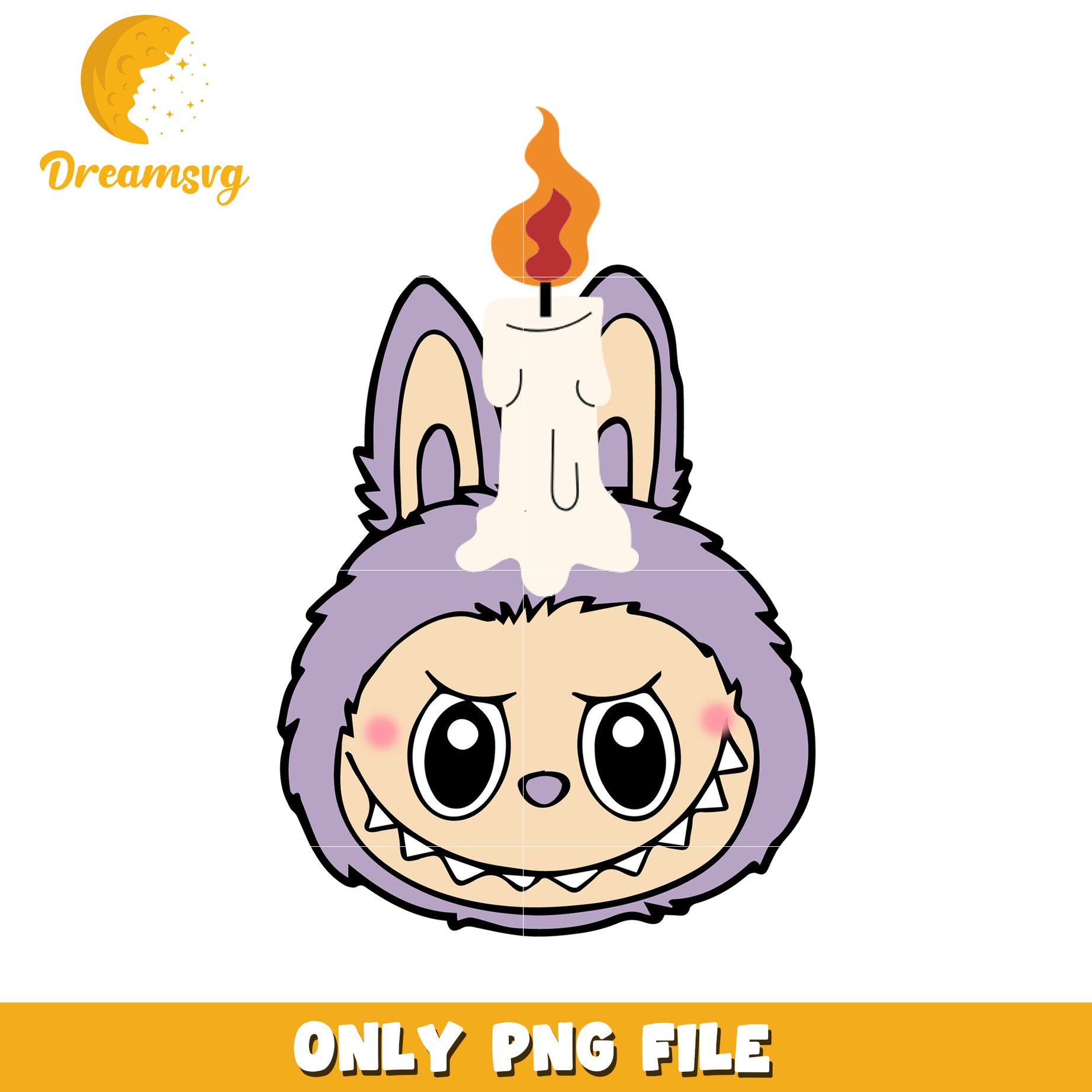 Candle labubu design png, halloween labubu png, halloween pumpkin png