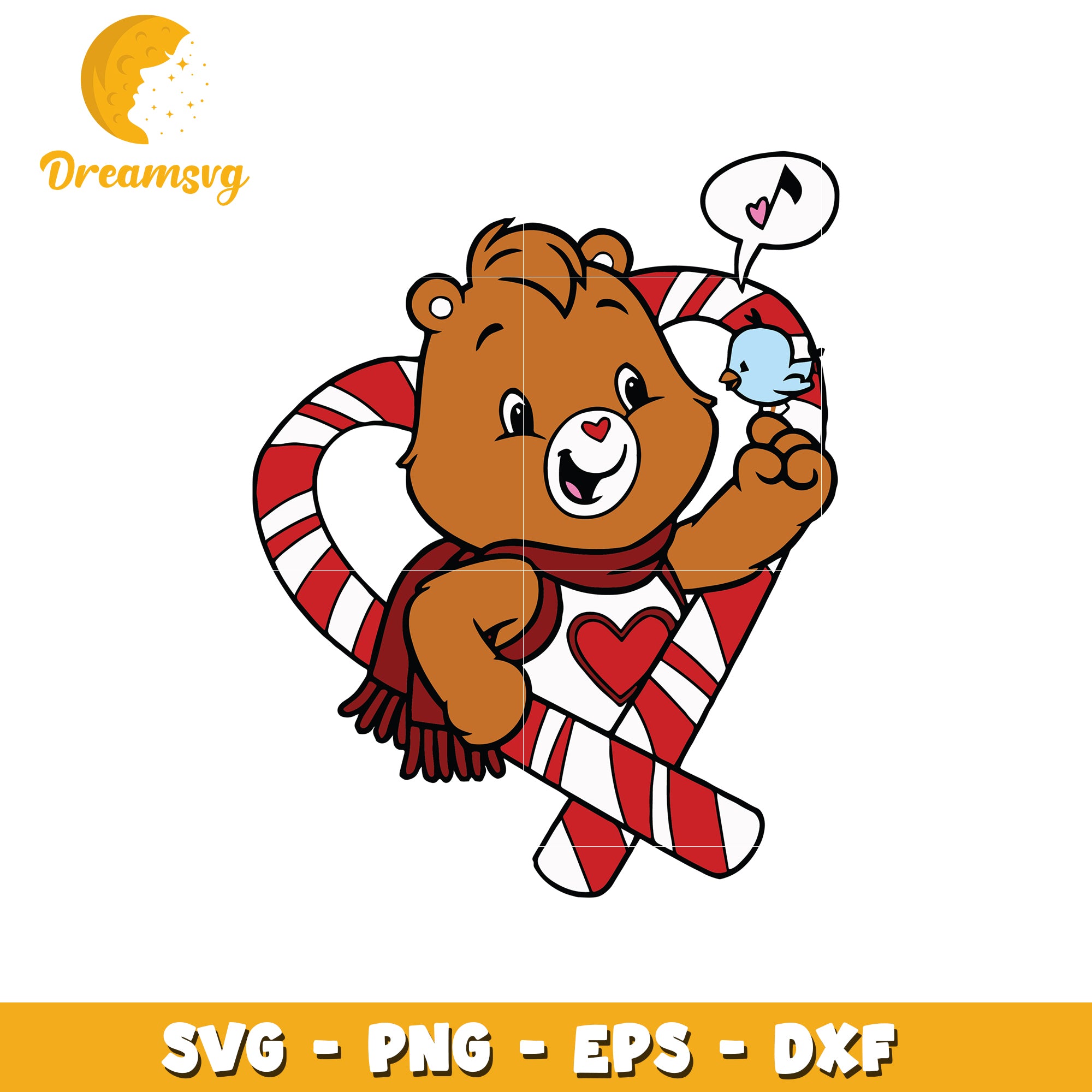 Candy Cane Bear SVG Cut File