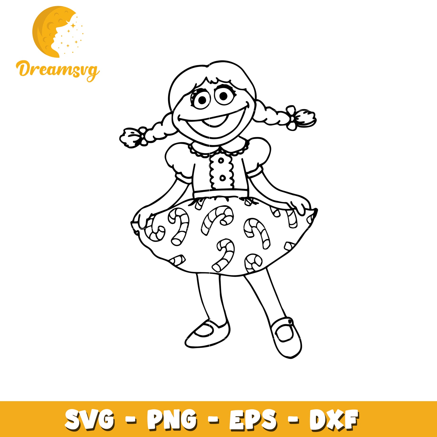 Candy Cane Dress Girl SVG Cut File