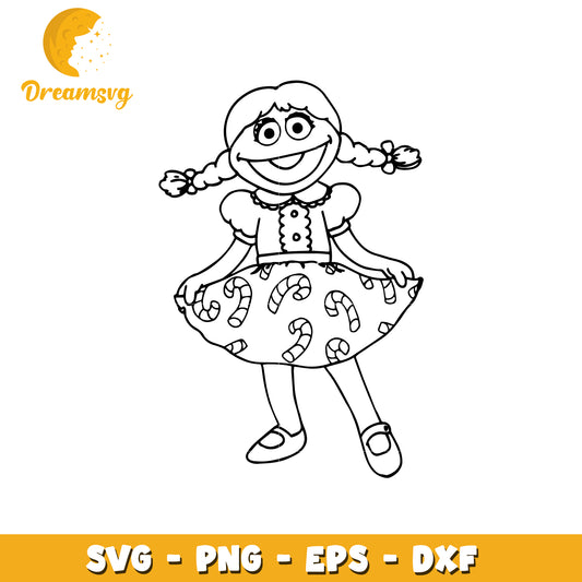 Candy Cane Dress Girl SVG Cut File