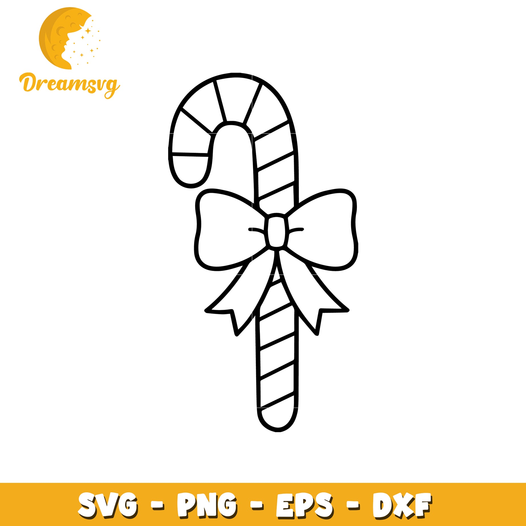 Candy Cane SVG Cut File Bow PNG EPS DXF