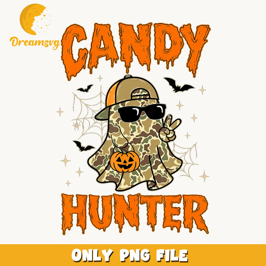Candy Hunter Ghost Halloween PNG, Camo Ghost Pumpkin, Halloween PNG