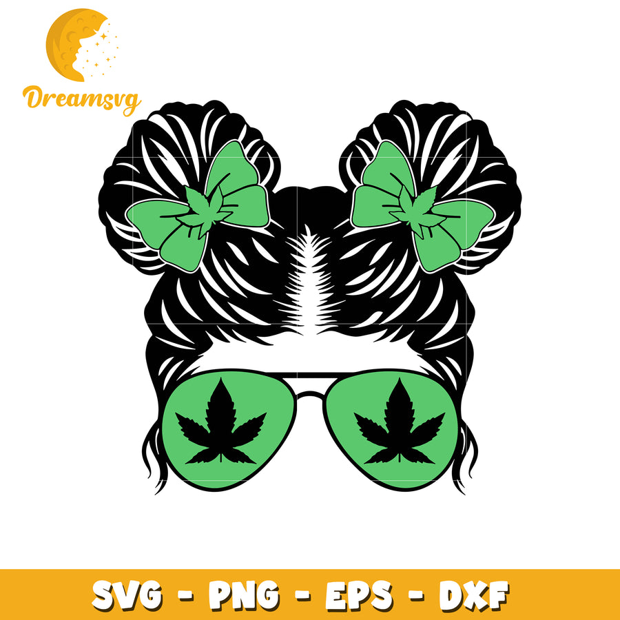 Cannabis leaf bow design svg, cannabis leaf svg, bow svg