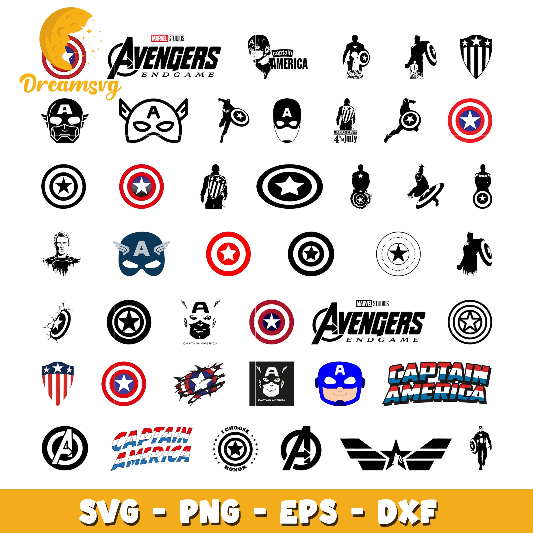 Captain america logo design bundle svg, captain america symbol​ svg