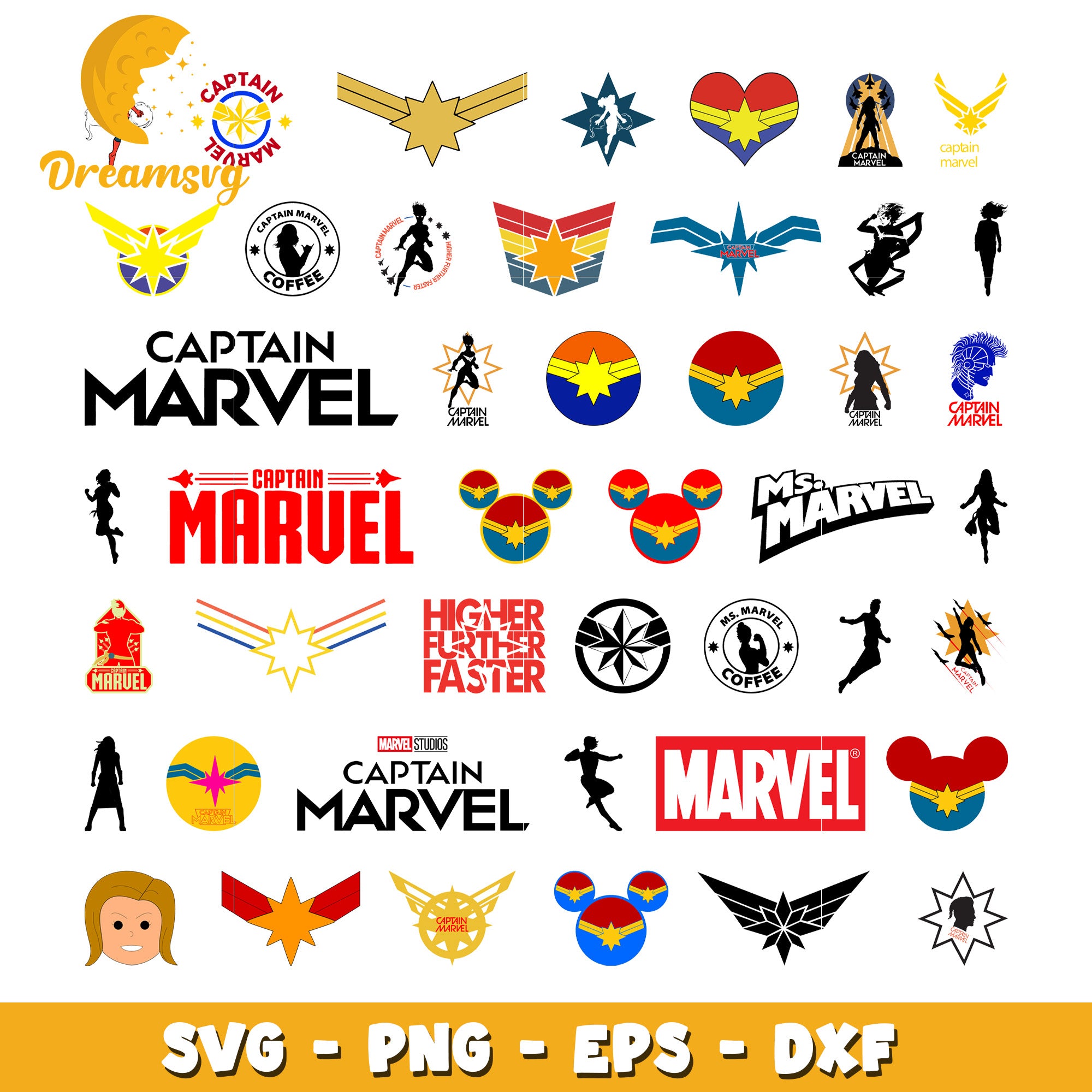 Captain marvel logo design bundle svg, captain marvel symbol​ svg