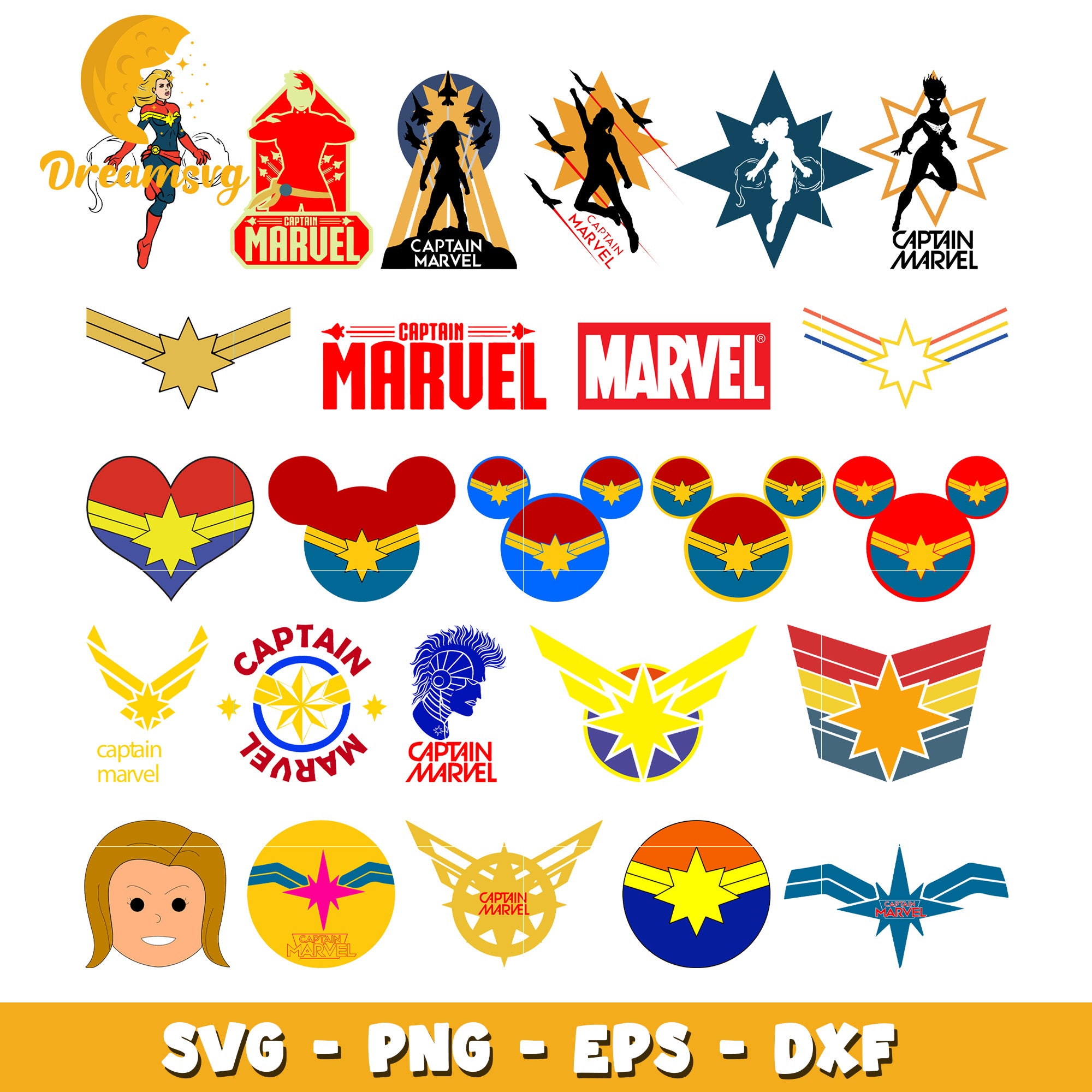 Captain marvel symbol design bundle svg, captain marvel logo​ svg