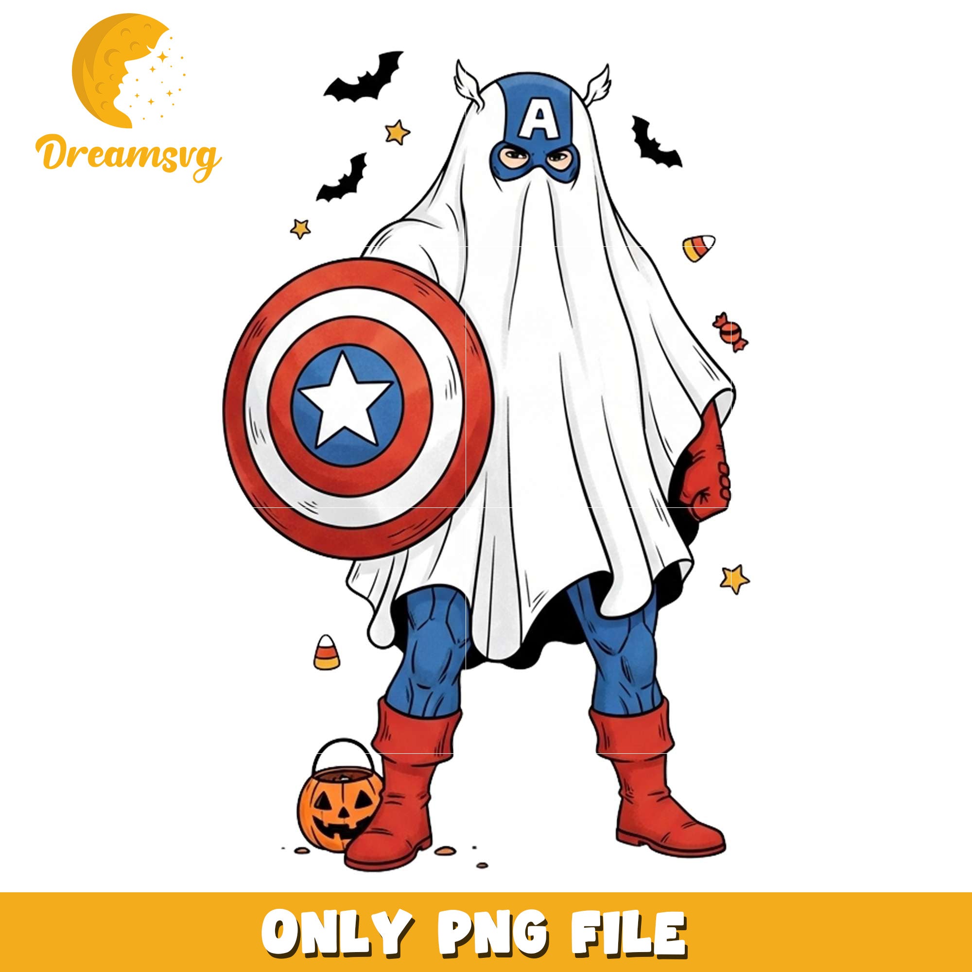 Captain ghost png, trick oe treat png, halloween era png