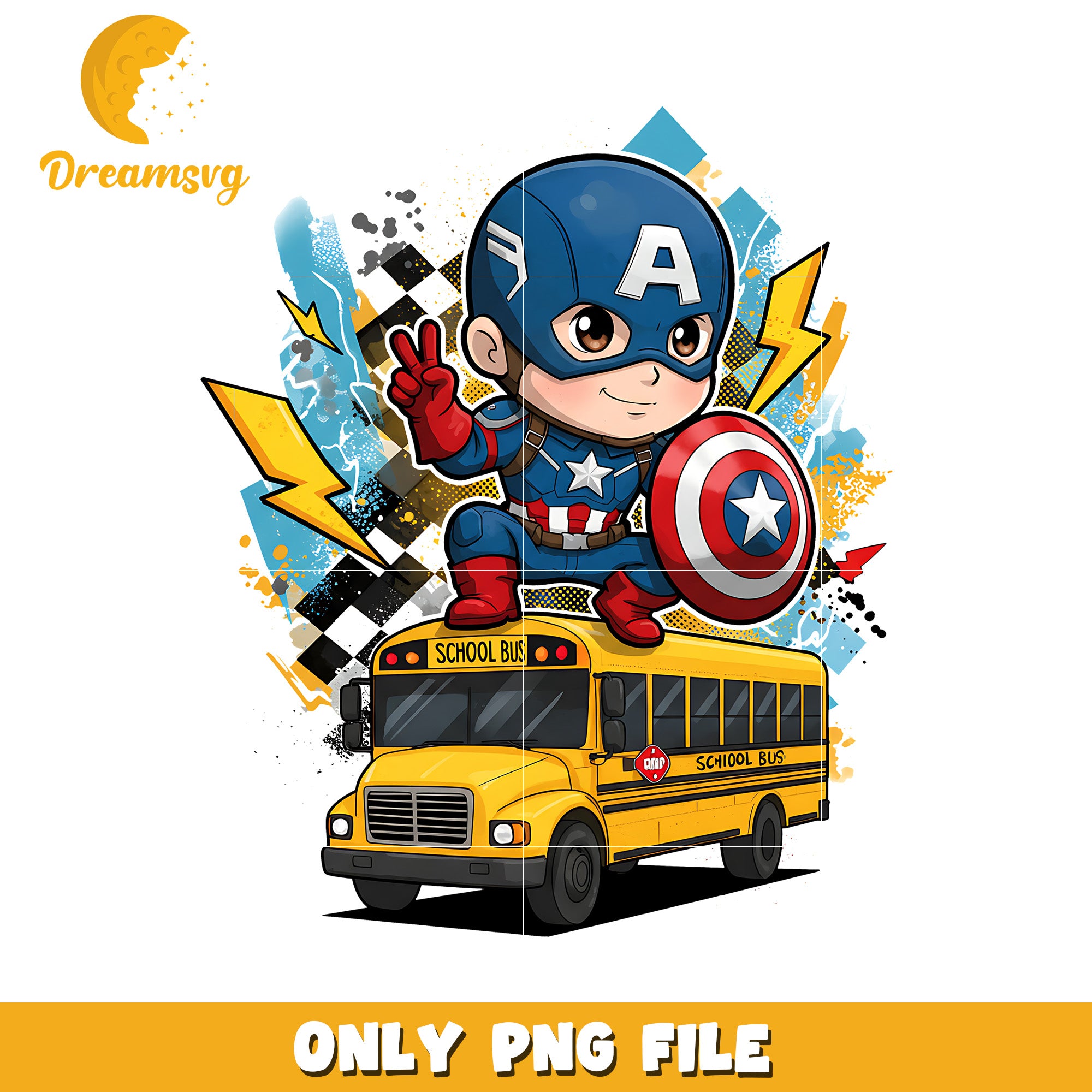 Captain school bus png, avengers movies png, avnegers characters png