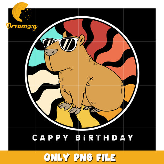 Capybara Birthday PNG Cool Sunglasses Design