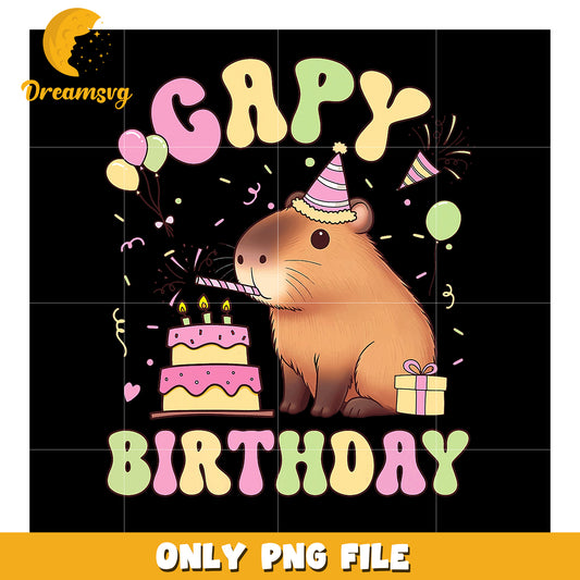 Capybara Birthday PNG Cute Party Design