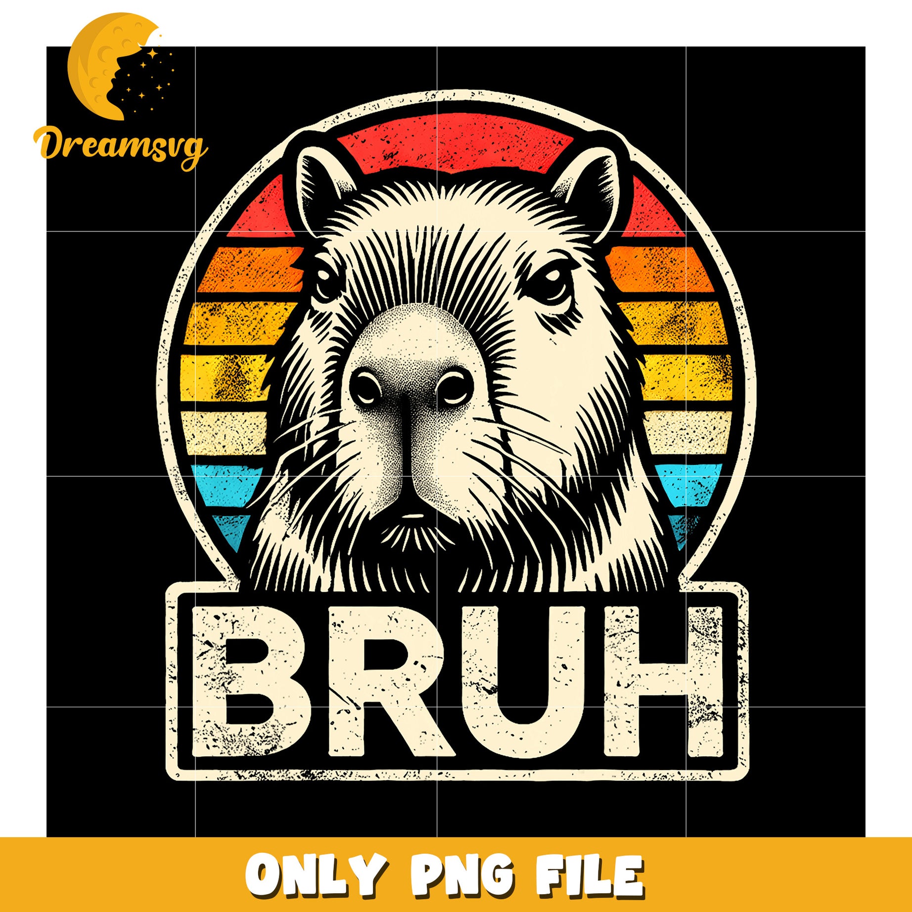 Capybara Bruh Retro PNG Design