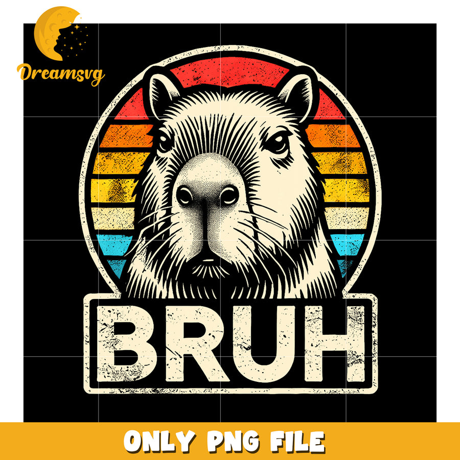 Capybara Bruh Retro PNG Design