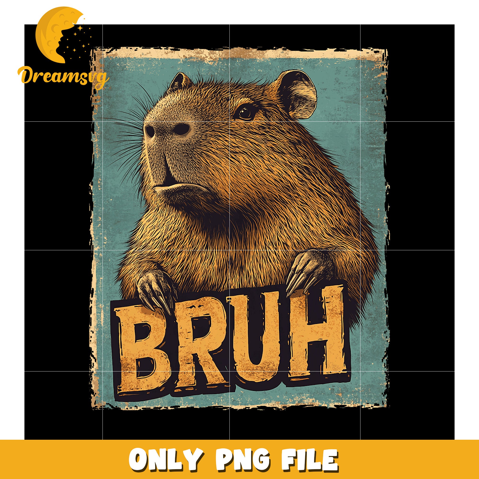 Capybara Bruh Vintage PNG Design