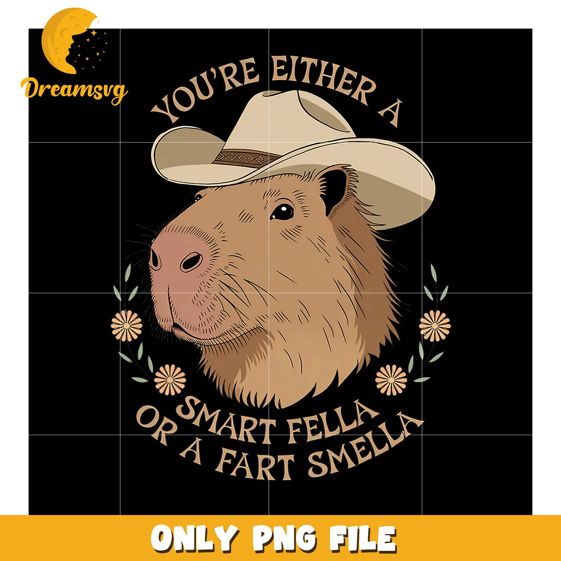 Capybara Cowboy PNG Smart Fella or Fart Smella