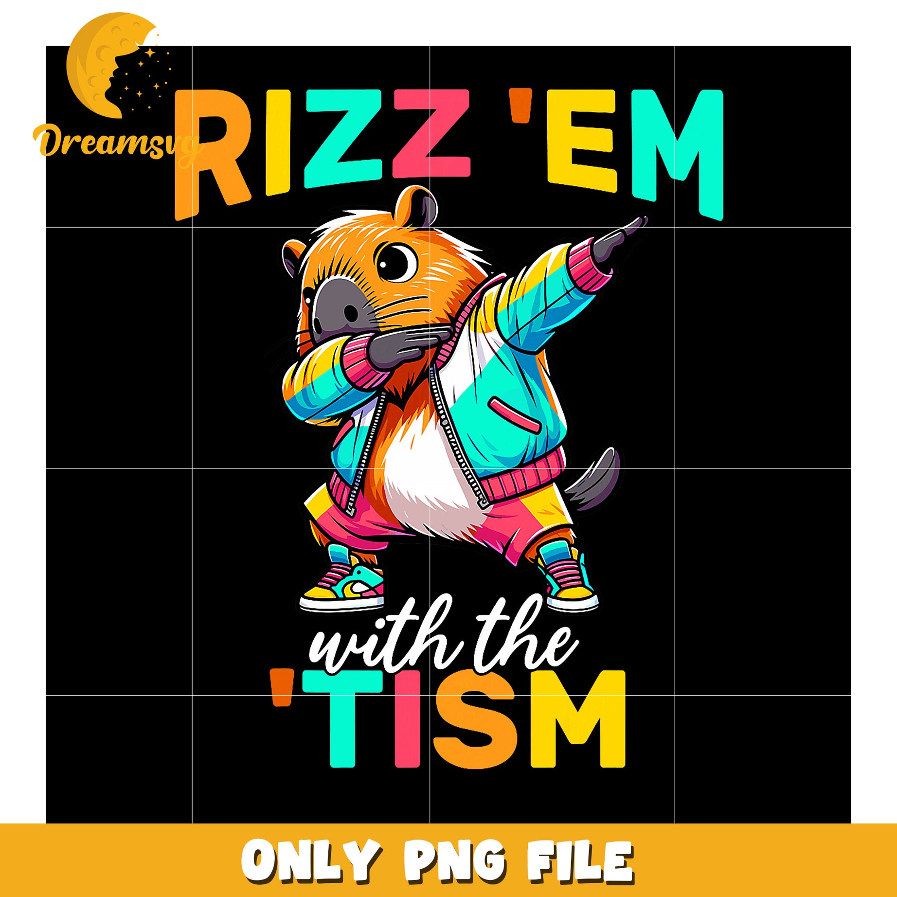 Capybara Dabbing Autism Awareness PNG