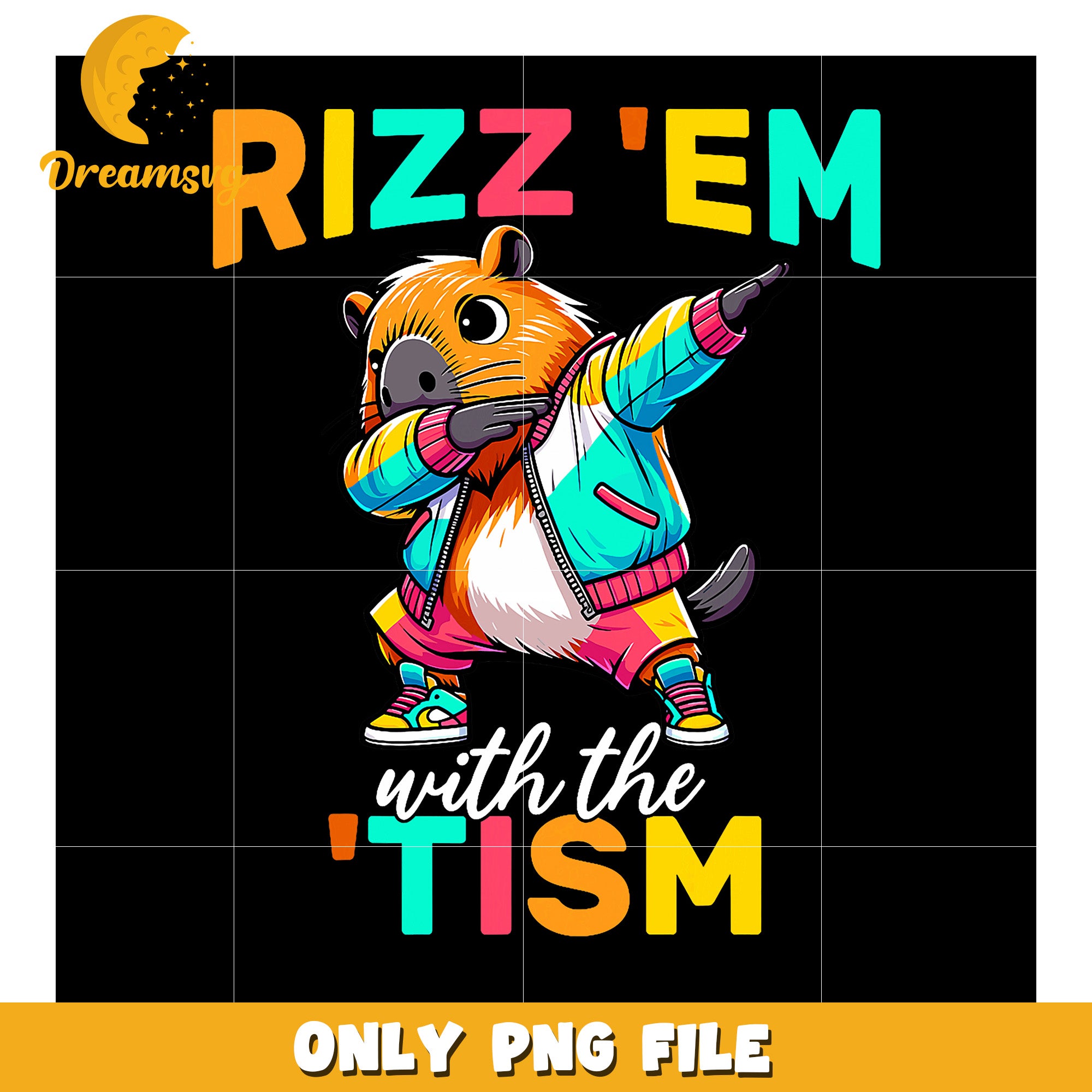 Capybara Dabbing Autism Awareness PNG