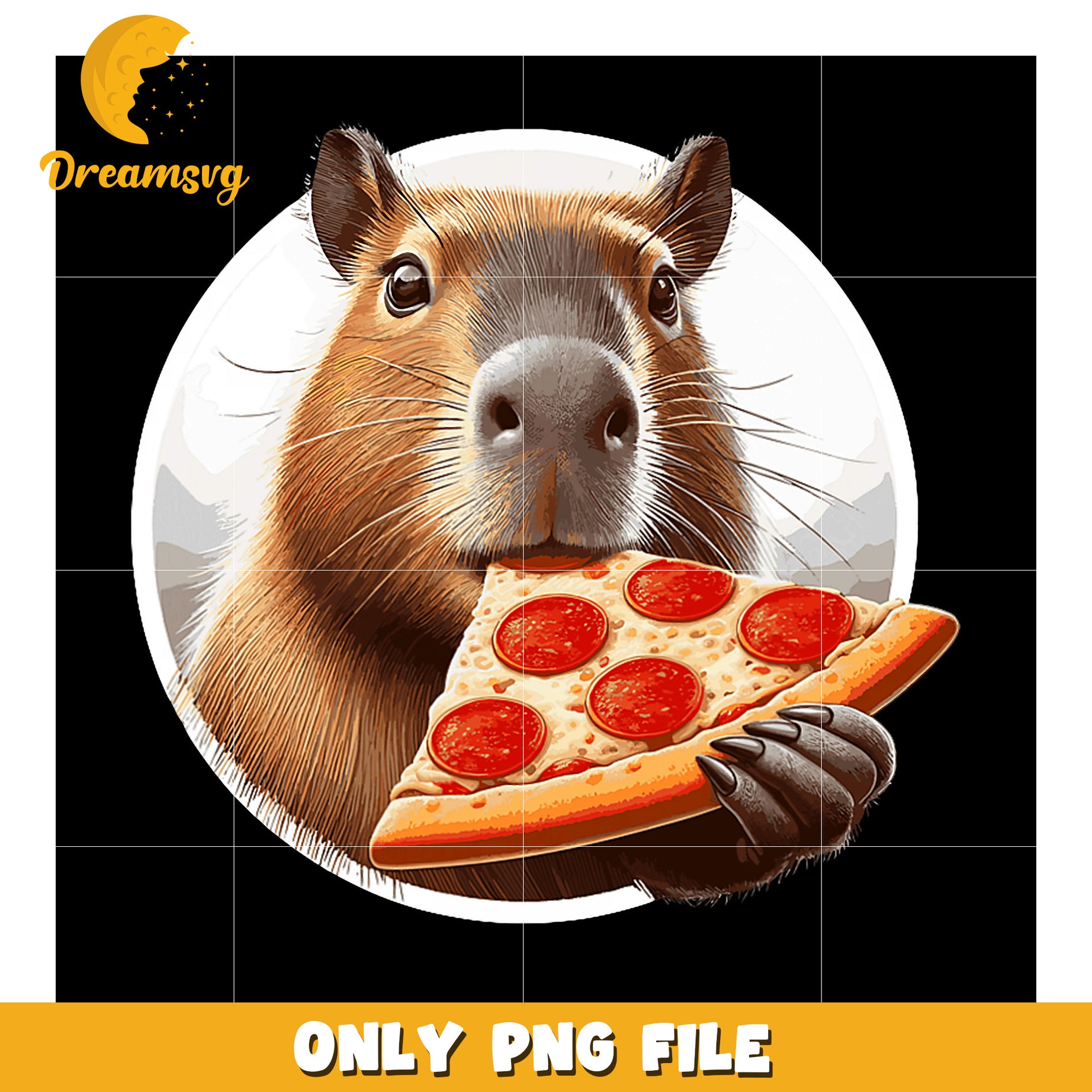 Capybara Eating Pizza PNG Graphic