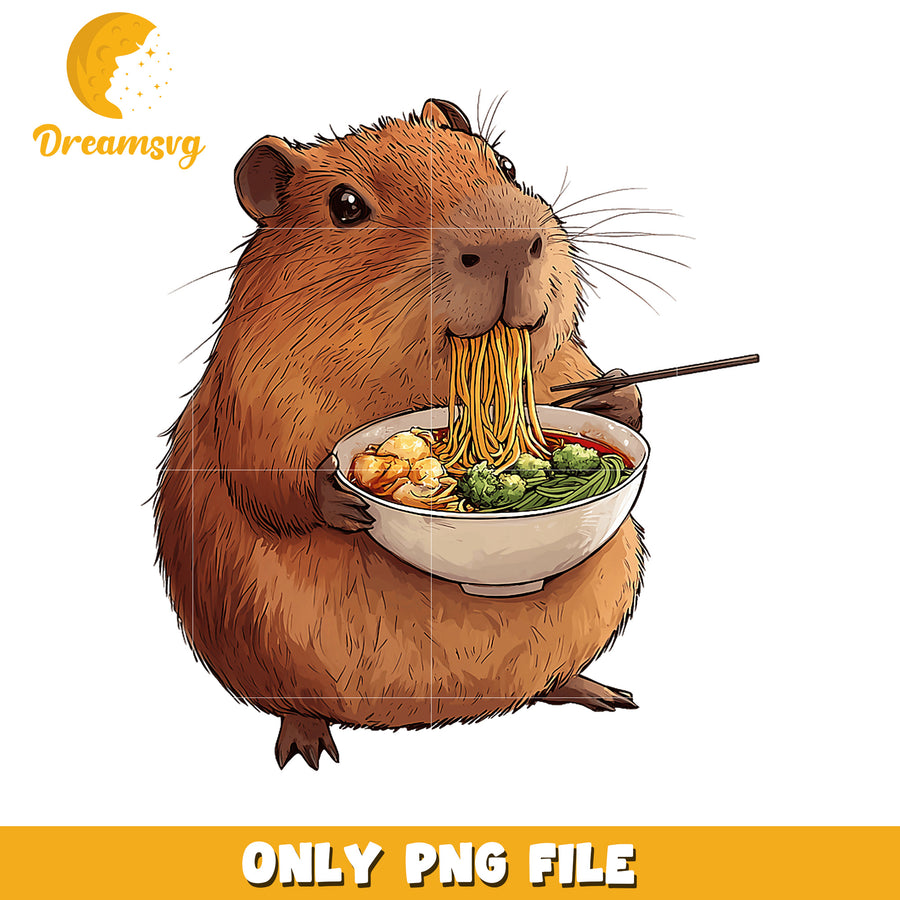 Capybara Eating Ramen PNG Image