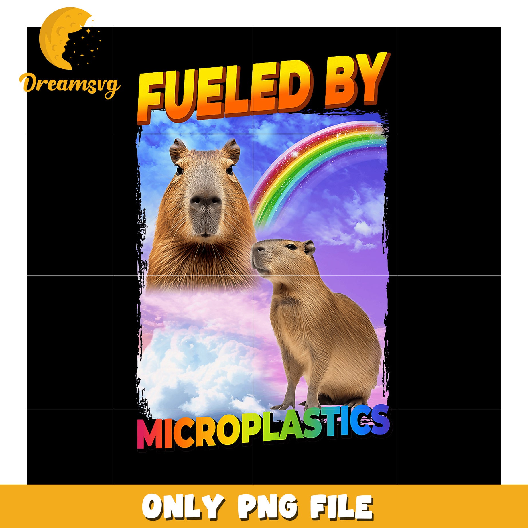 Capybara Fueled by Microplastics PNG Design