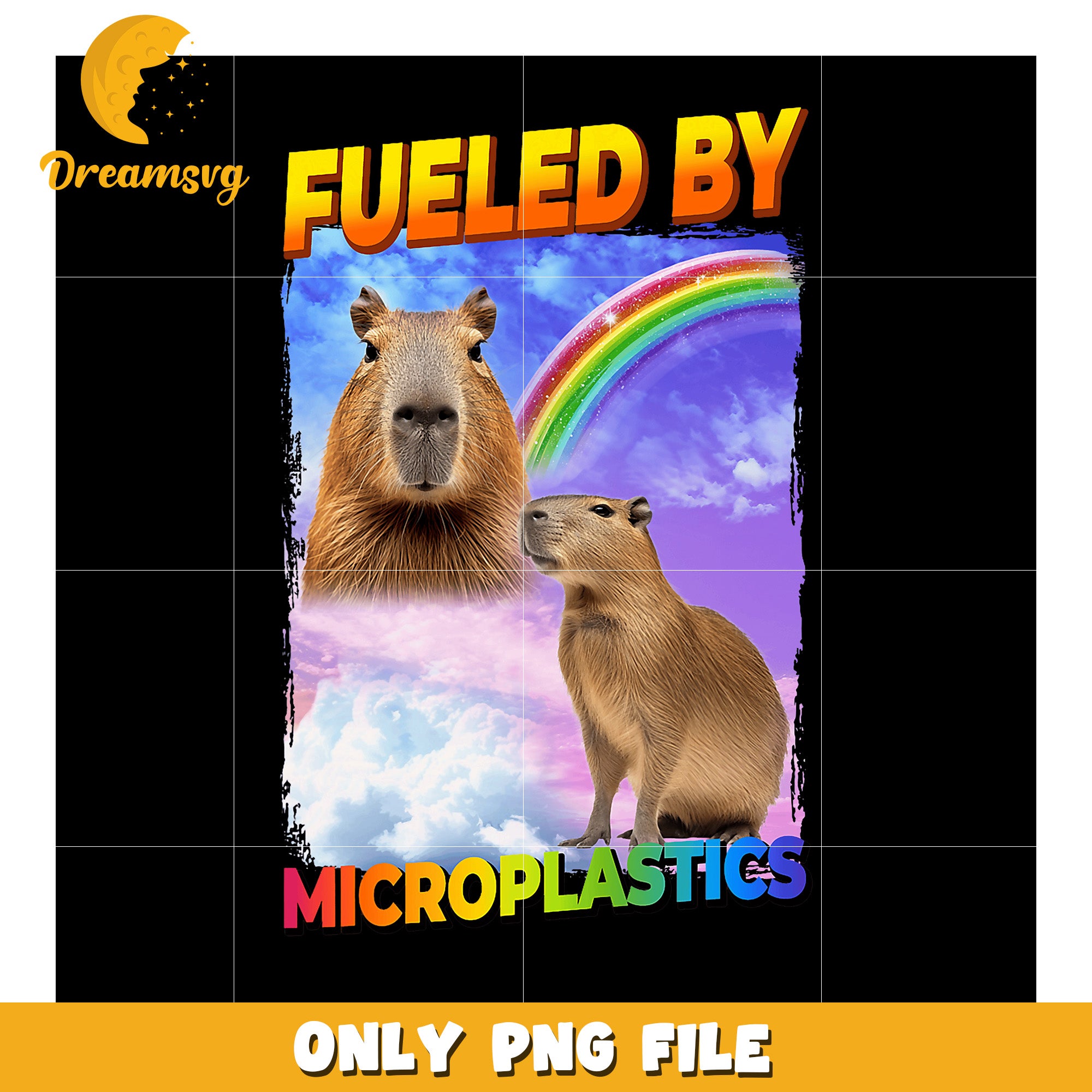 Capybara Fueled by Microplastics PNG Design