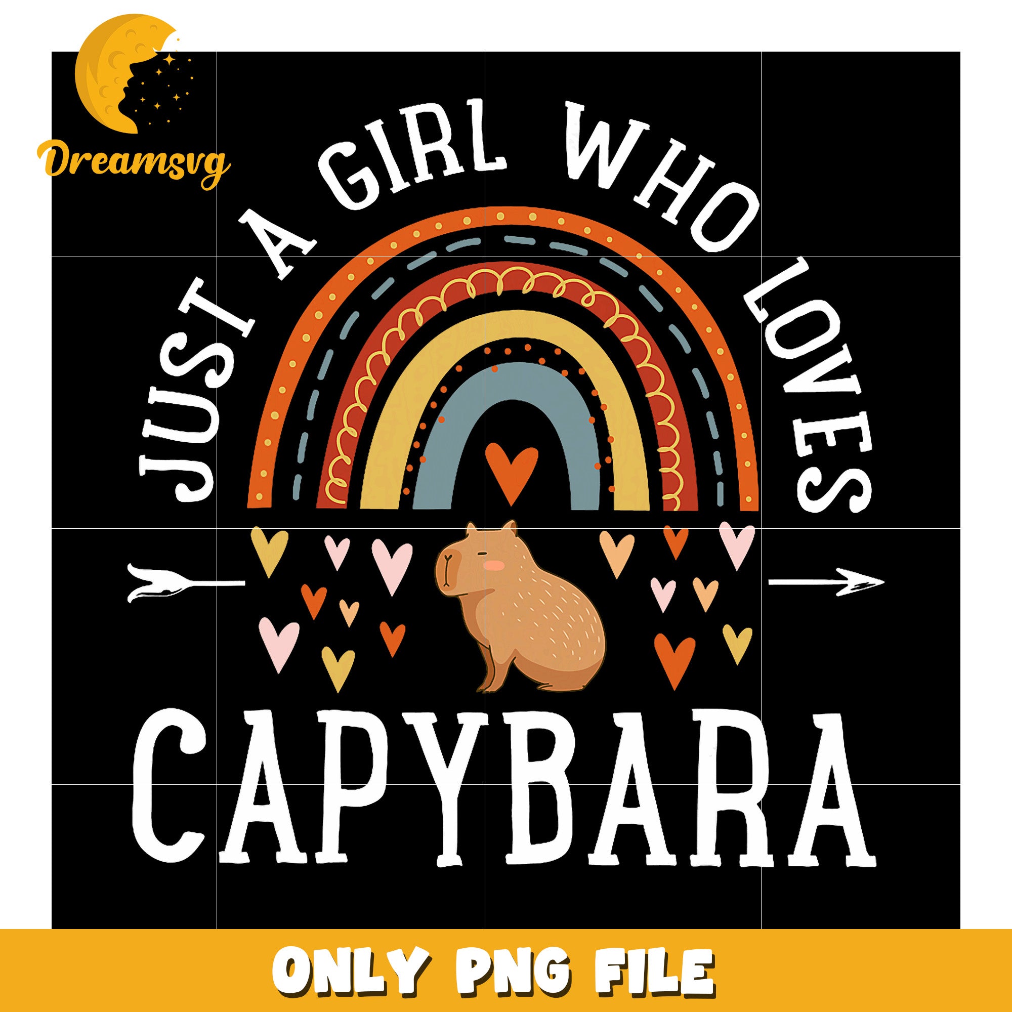 Capybara Girl PNG Rainbow Design