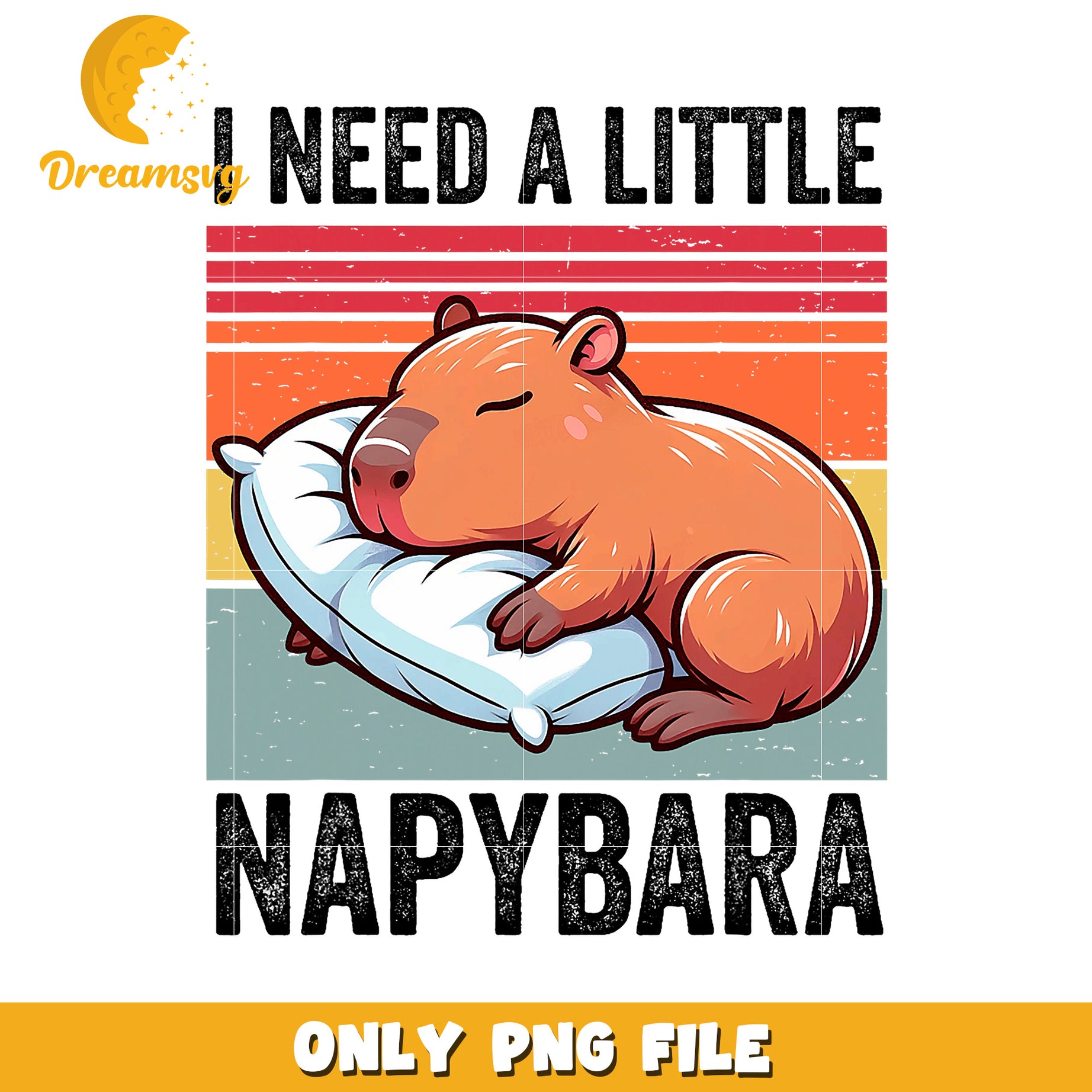 Capybara Nap PNG Retro Vintage Design