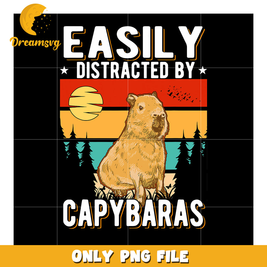 Capybara PNG Easily Distracted Design