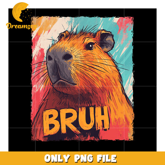 Capybara PNG Retro Bruh Design