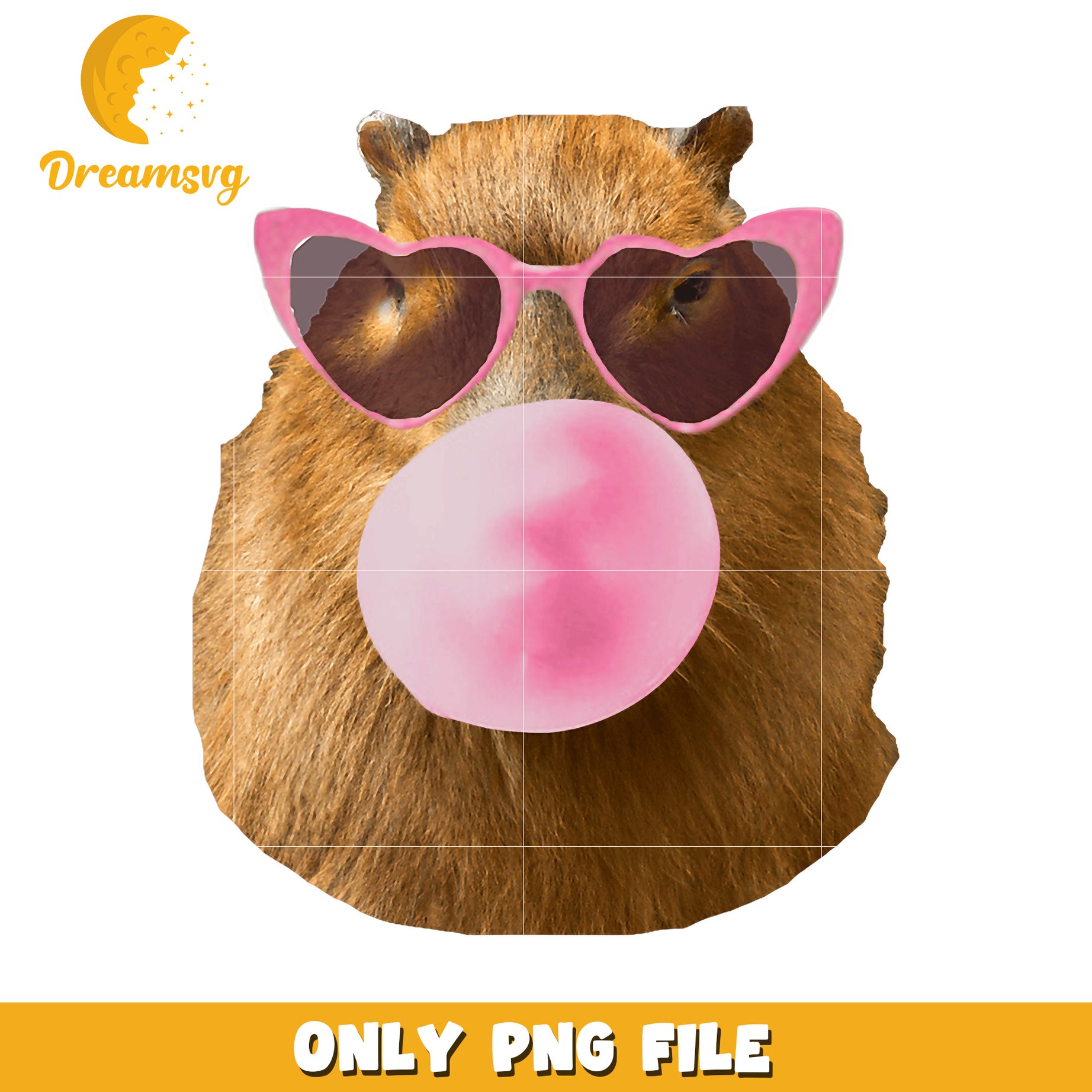 Capybara PNG Sunglasses & Bubblegum