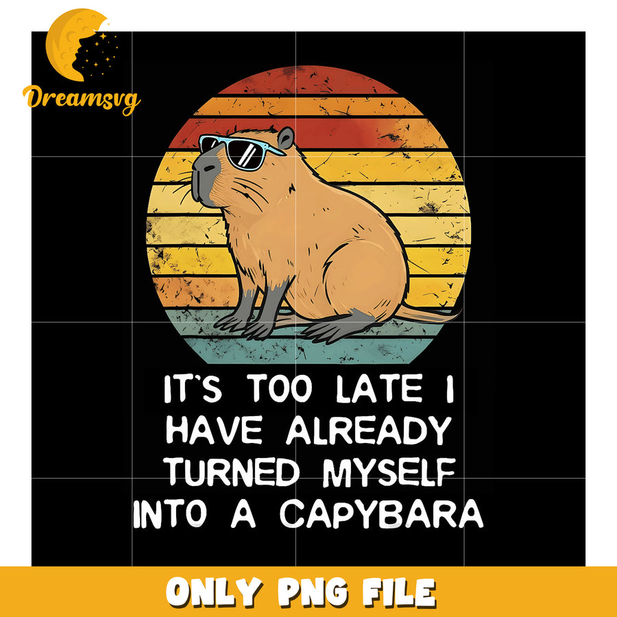Capybara Retro Sunset PNG Design